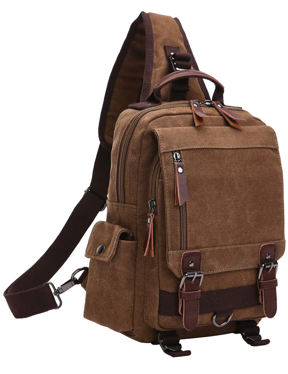 

Body One Shoulder Crossbody A4 Compatible with 13 Inch [Mygreen] Bag, Bag, Bag, Storage, PC, Canvas, Commuting, Travel, Men s (L/Brown)