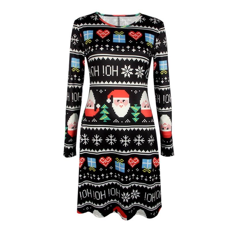 Women's Dress Reindeer Elk Snowman Christmas Tree Printed Party Dress Skirt With Premium Comfort And Stylish Holiday Charm
