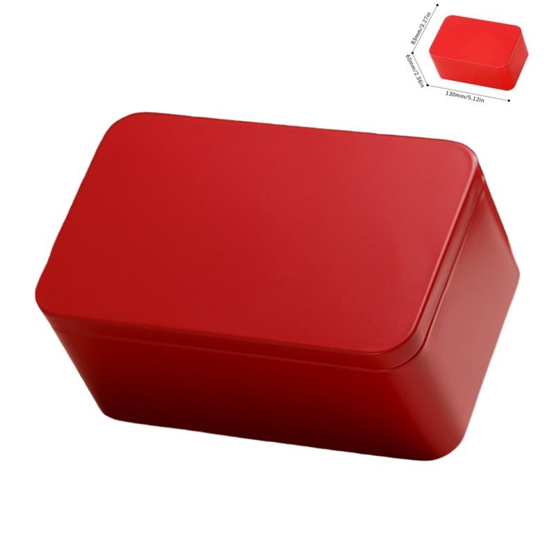 1Pcs Tin Box With Lid Soild Color Card Box Simple Tinplate Empty Cans Rectangular Case Candy Cookie Jar Container Home Storage