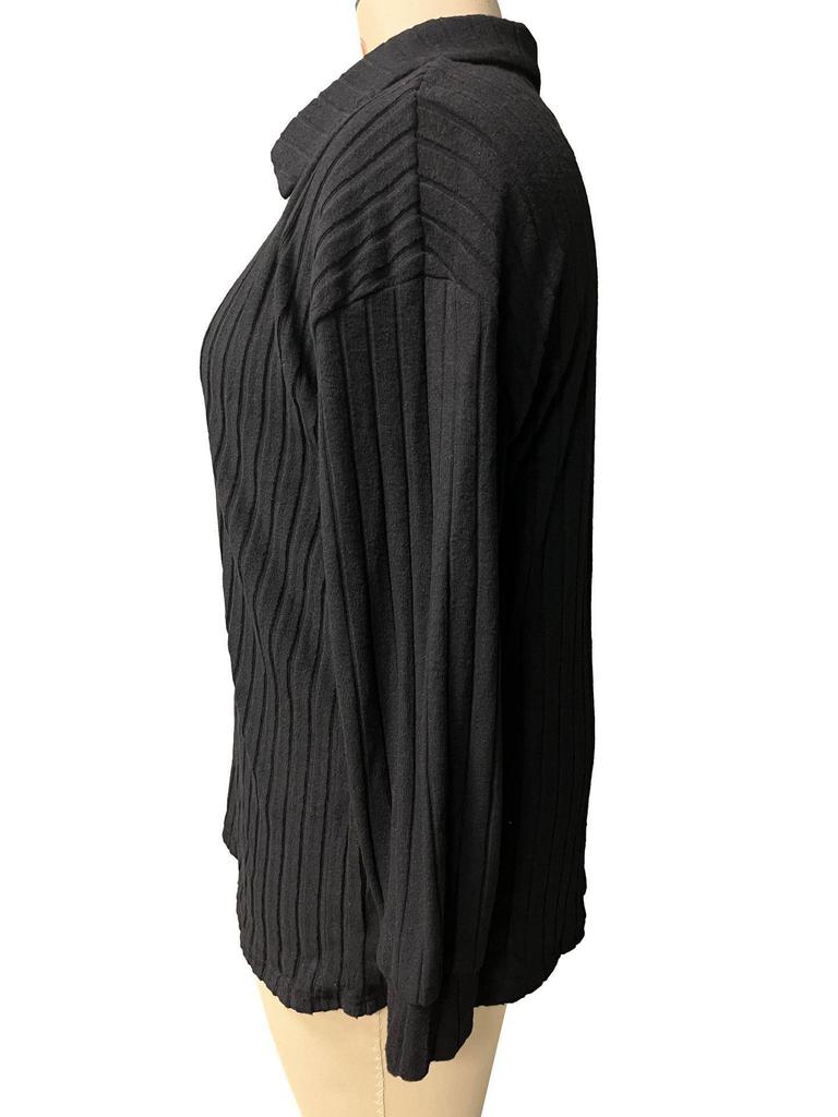 2025 Autumn/Winter Women's Plus Size V-Neck Ribbed Brushed Long Sleeve Top