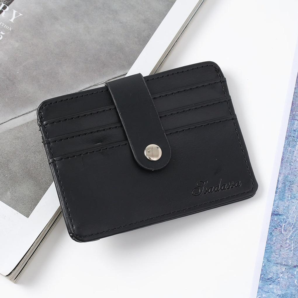 Reverse Faux Leather Card Wallet (Black) Card Holder Pocket Wallet