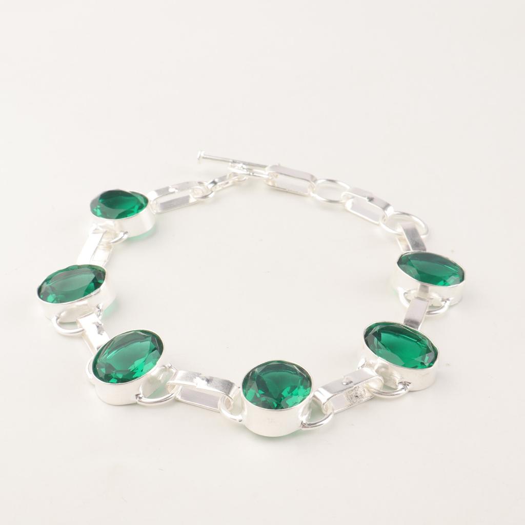 Chromdiopsid Edelstein 925 Sterlingsilber Schmuck Kette Armband 9" Für Damen RB-6-1