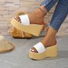 Fashion 2025 Summer Round Toe Casual and Comfortable Fish Mouth Wedge Platform Shoes Solid Color Fashion Sexy Women's Sandals