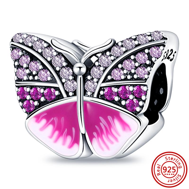 925 copper Bee Caterpillar Butterfly Dragonfly Ladybug Four Leaf Clover Lucky Charm Beads Fit Pantaro Bracelet Fine Zircon Gift