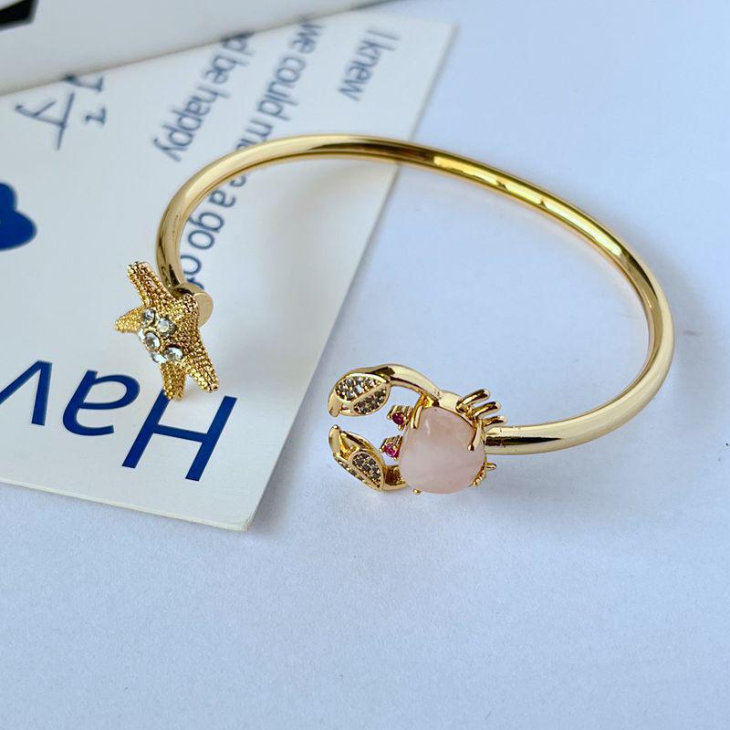 

Pink Starfish & Crab Metal Bangle: Summer Luxury Niche Design розовый