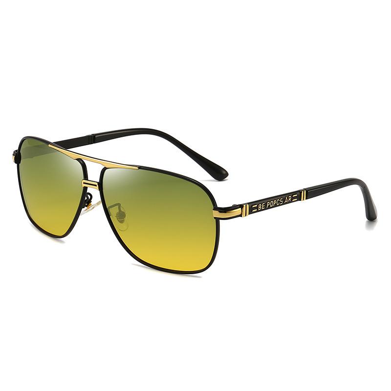 Polarized Sunglasses Men'S Square Double Beam Sunshade Driver Driving Fishing Discoloration Day And Night Han Chao