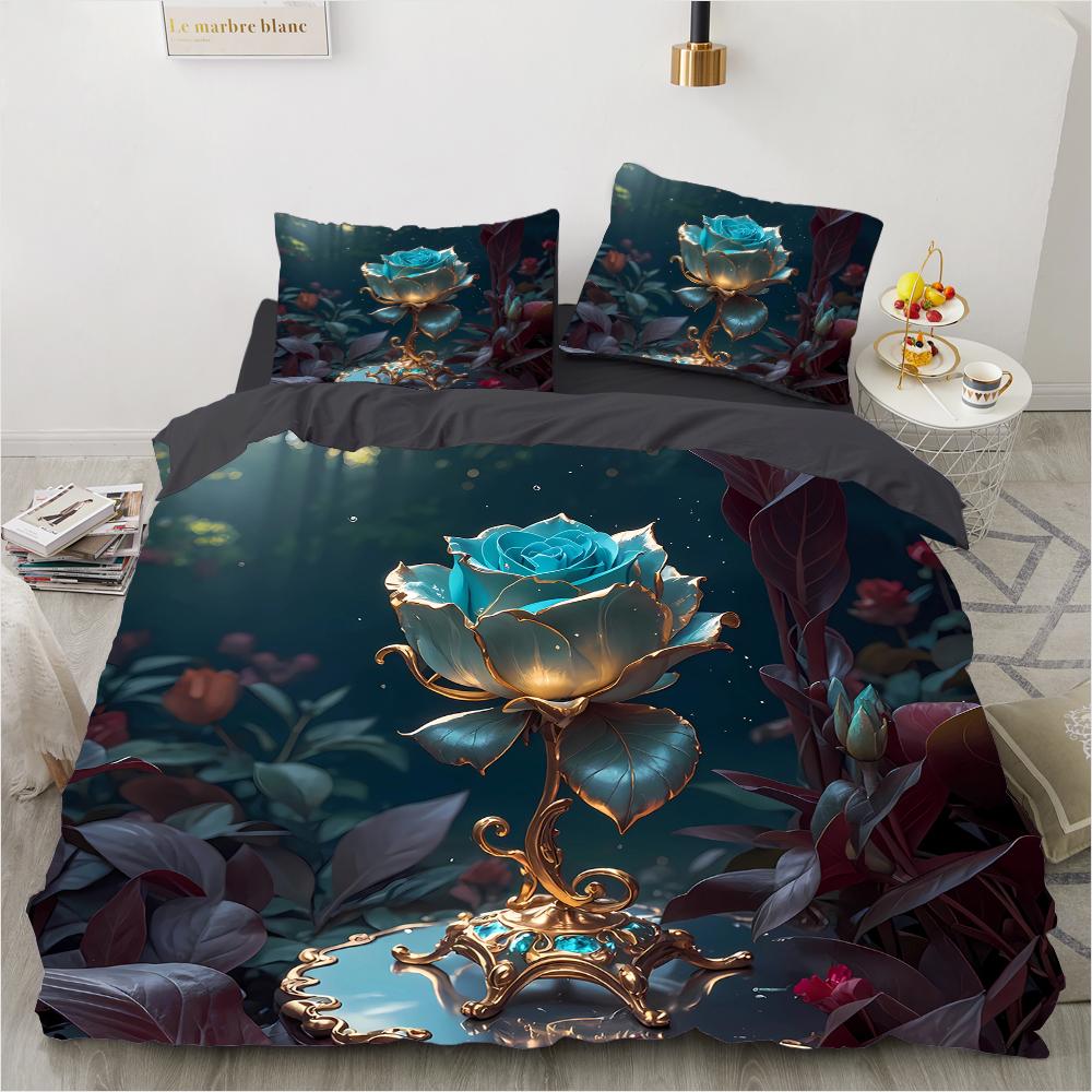 

Комплект постельного белья с цветным 3D-принтом в виде розы из 3 предметов: односпальное, двуспальное, наволочка, комплект постельного белья DE 135x200cm