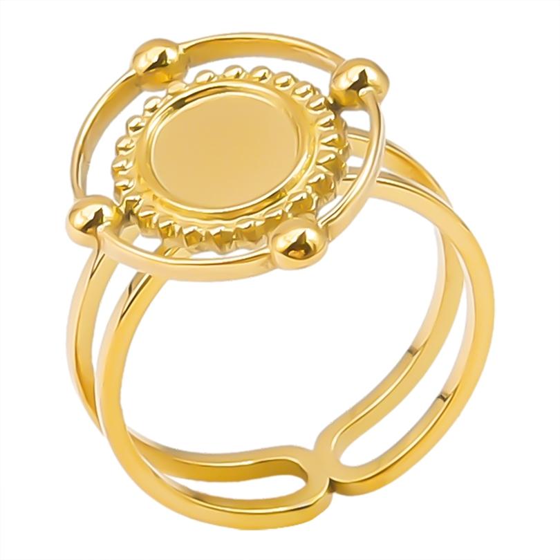 Neuer Offener Verstellbarer Ring Blatt Schlange Herz Echt Vergoldeter Edelstahl Ringe Für Frauen Männer Zubehör Mehrschichtiger Schmuck