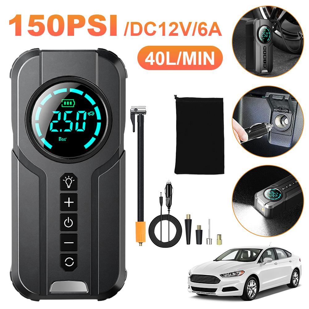 Portable Car Air Compressor 12V 100W Electric Tire Inflator LCD Display Air Pump Digital 150PSI Electric Car Tyre Inflator Wired