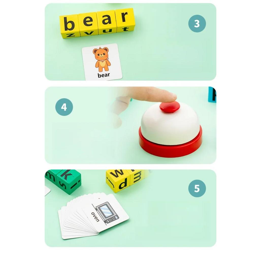 Carte Anglaise pour Enfants Montessori Blocs de Construction en Bois Lettres Anglaises Interaction Parent-Enfant Bataille d'Orthographe Jeux de Bureau