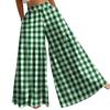 Women's High Waist Wide Leg Pants Loose Fit Lightweight Plaid Print Casual Trousers with Elastic Waistband Comfortable Fit