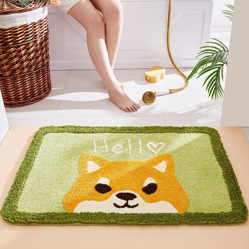 Badezimmerteppich Niedlicher Cartoon Beflockter Teppich Bequem Rutschfest Stark Saugfähig Fußmatte Schlafzimmer Wohnzimmer Teppich