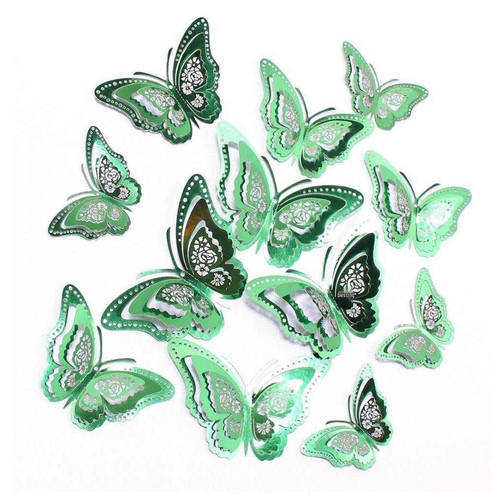 12 3D Hohl Schmetterling Wandaufkleber für festliche Weihnachts- und Feiertags-Heimdekoration