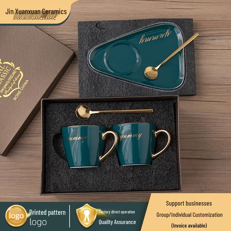 Luxury Triangle Coffee Cup & Saucer Set with Spoon - Ideal Gift with Custom Logo