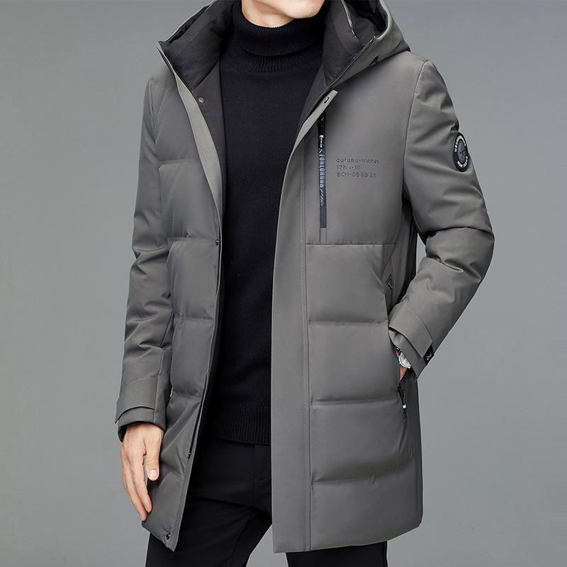 Hooded down jacket men's winter 2025 new men's mid-length middle-aged thickened warm dad outfit loose jacket