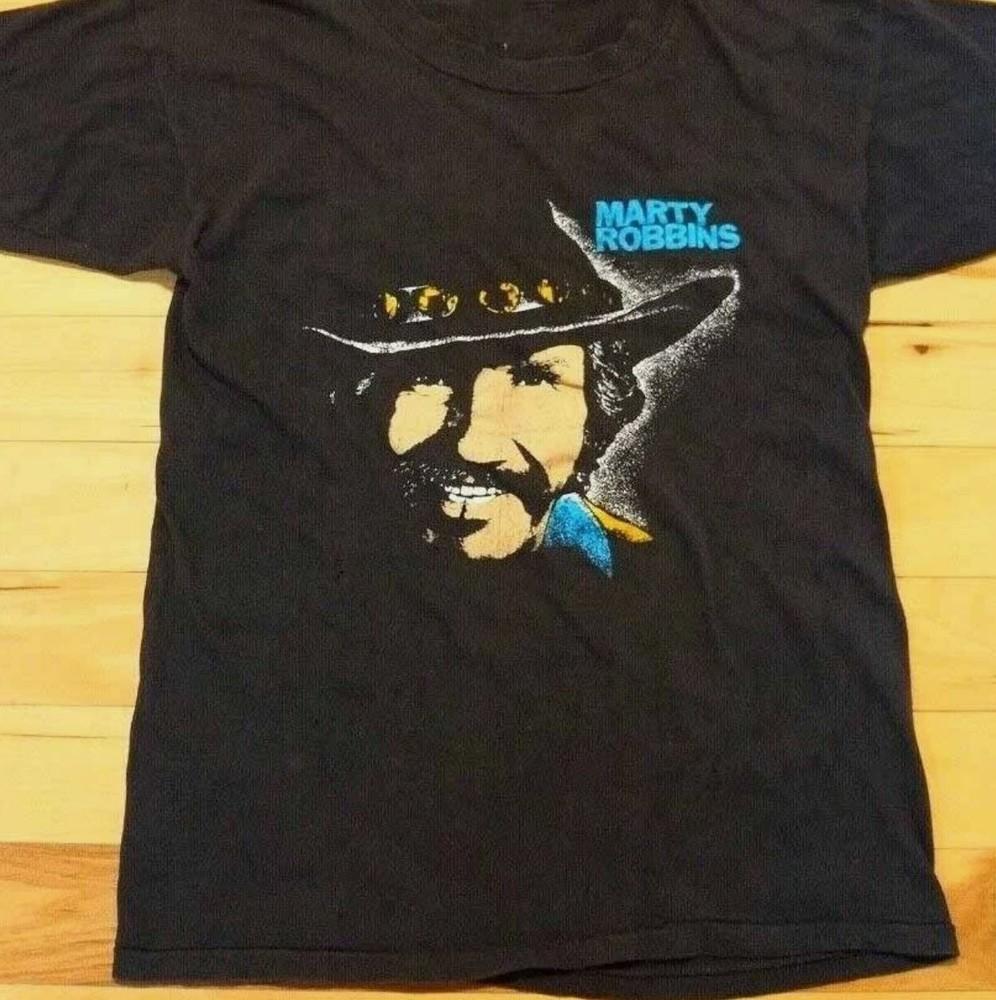 

VINTAGE 1970_S MARTY ROBBINS Shirt Classic Black Men Unisex 2XL