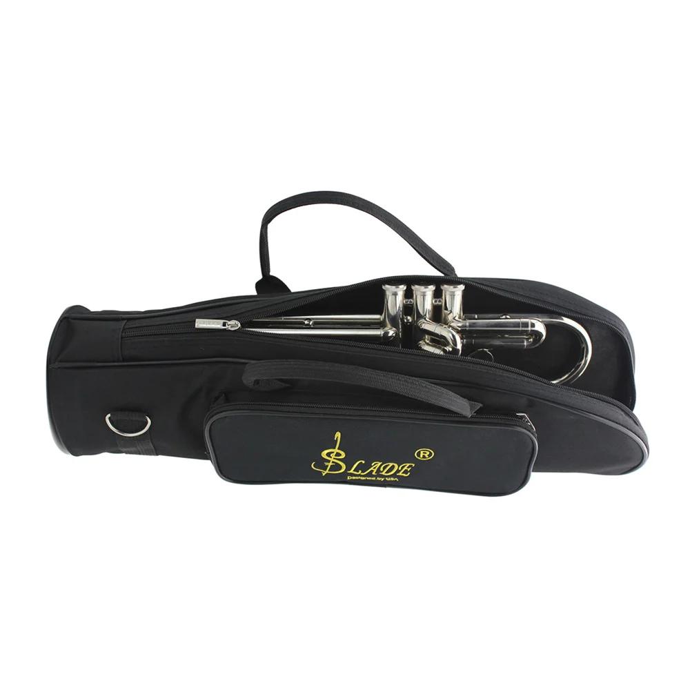 SLADE Trumpet Bag Double Zippers Design Waterproof Oxford Cloth Trumpet Carrying Handle Bags Brass Instrument Parts Accessories