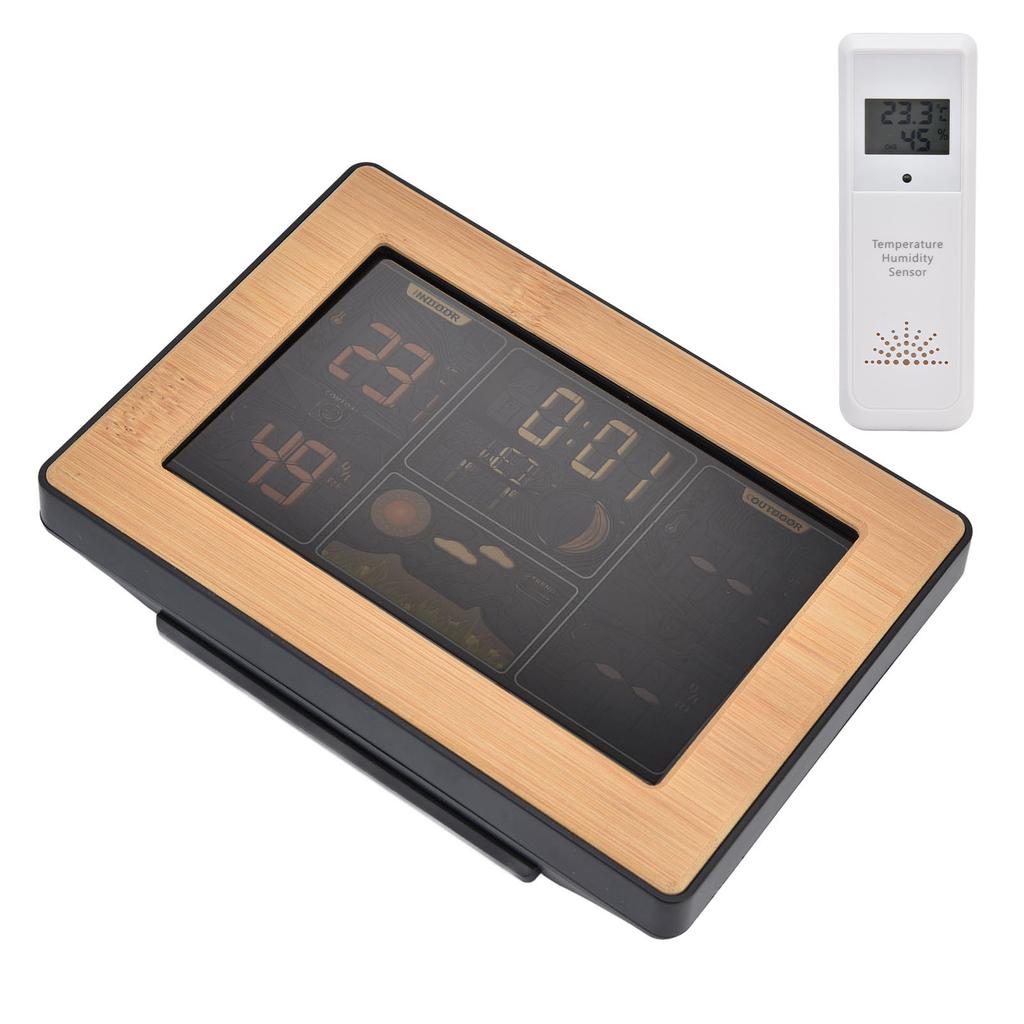 LCD Weather Forecast Station with RCC Receiving Function Wireless Thermometer Hygrometer 100?240VUS