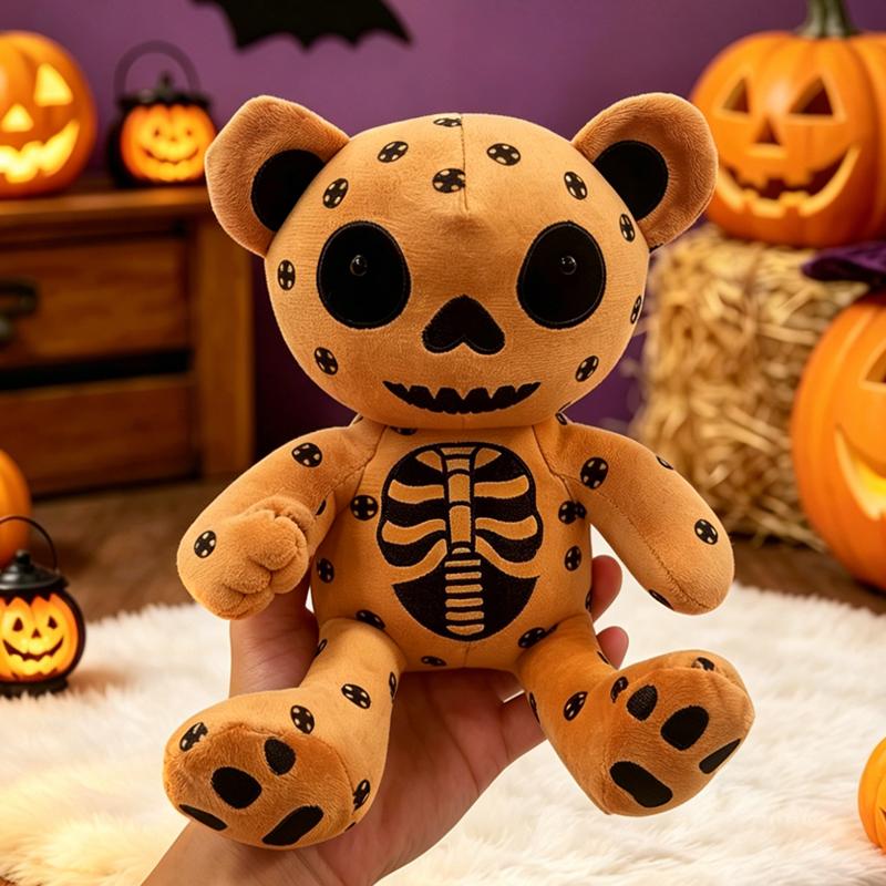 Skeleton Bear Plush Toy Gothic Skull Teddy Stuffed Animal Cartoon Doll Cute Halloween Decor Collectible Soft Unique Child Gift
