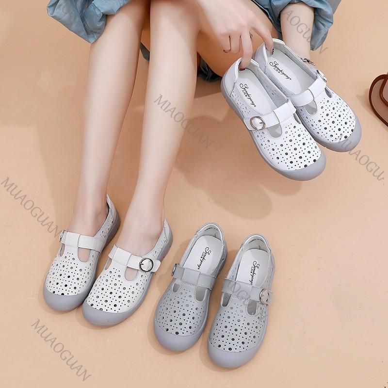 Fashion Retro Baotou Sandals Women Summer Outside Wear New Fashion Flat Bottom Shoes for Women Casual Breathable Hollow Female Moccasin
