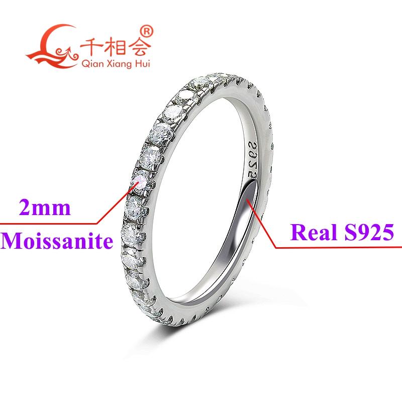 

3mm or 2mm round D vvs moissanite full Eternity Band S925 Silver Jewelry women Engagement gift party dating Valentine s day 4