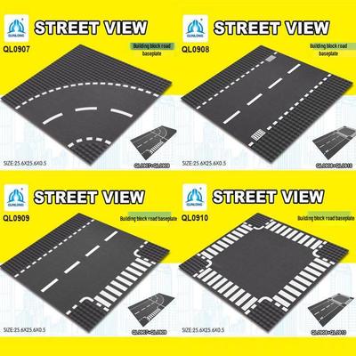Popular Small Particle Building Blocks Baseplate: Straight, Curved Roads & Intersections