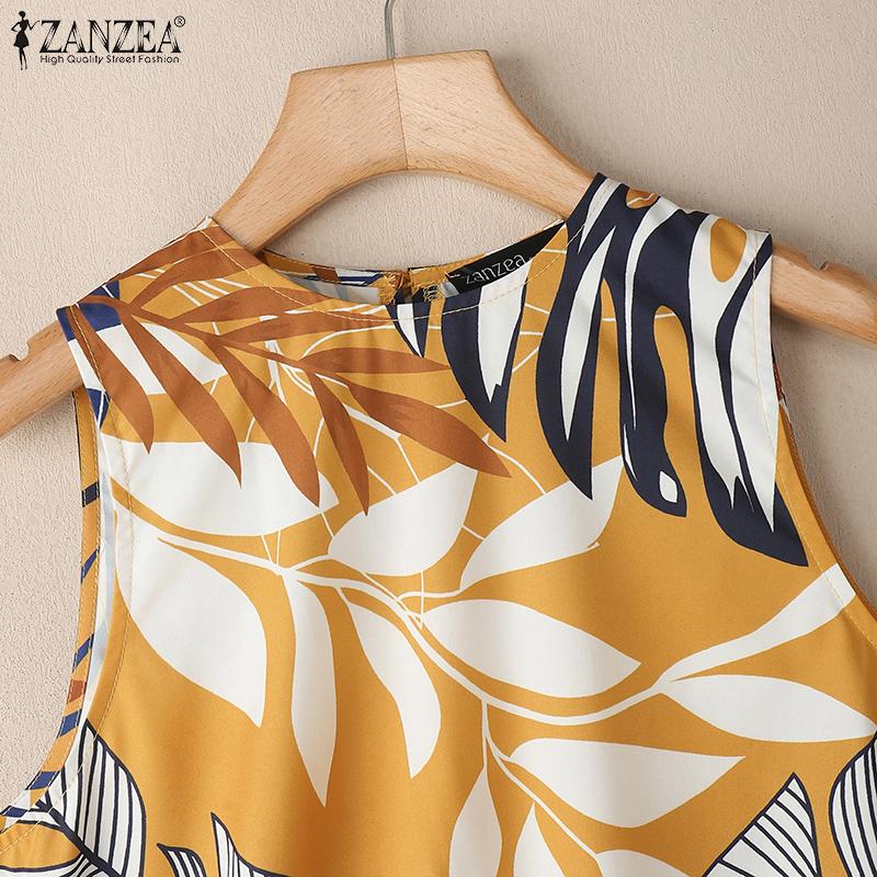 ZANZEA Women Print Tank Tops and Shorts Summer Two Piece Suit Sets