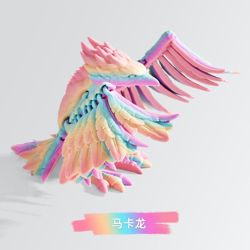 17cm 3D Printing Simulation Everlasting Bird Toy Chinese Mythical Animal Bird Joints Movable Desktop Decorative Creative Gifts