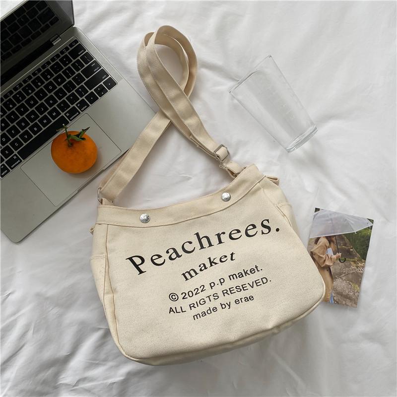 Large Capacity Leisure Bag Canvas Bag 2025 This Year Popular Campus Make-up One Shoulder Messenger Bag Spring and Summer Fashion Women