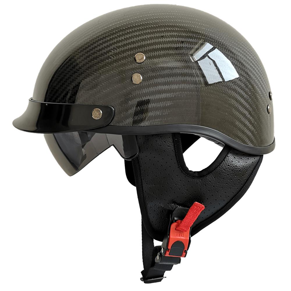 OEM Customized 3K Carbon Fiber Protective Motocross Riding Helmet Vintage Motorcycle Half Face Helmet DOT Approval M