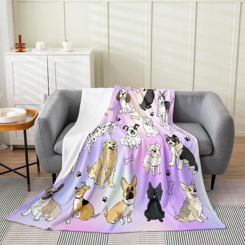 Colorful Cat Pattern Throw Blanket Cute Cartoon Design for Living Room Sofa Decor KidsRoomStyle Gift for Her 150x100