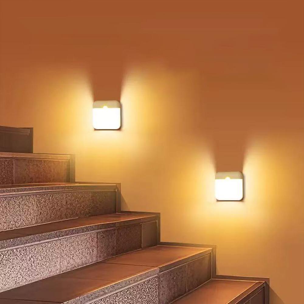 Runtowo Motion Sensor Led Light USB Charging Square Lamp Bedroom Kitchen Stair Hallway Wardrobe Cupboard Lighting Cabinet Light