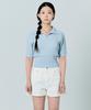 Tobaseu Boucle Cotton Cable Collar Short Sleeve Knit (Sky Blue)