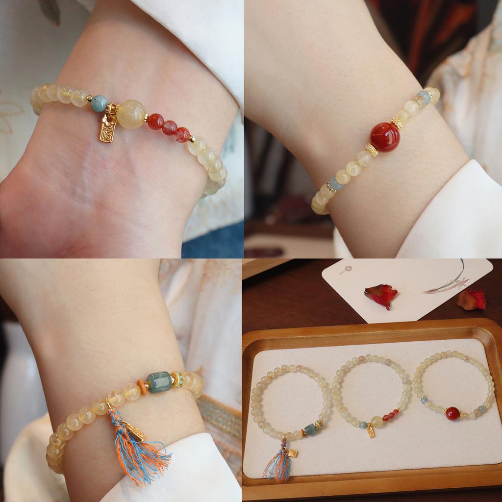 Natural Citrine Bracelet, Agate Bracelet. Fashion Women Daily Jewelry Lucky Gift