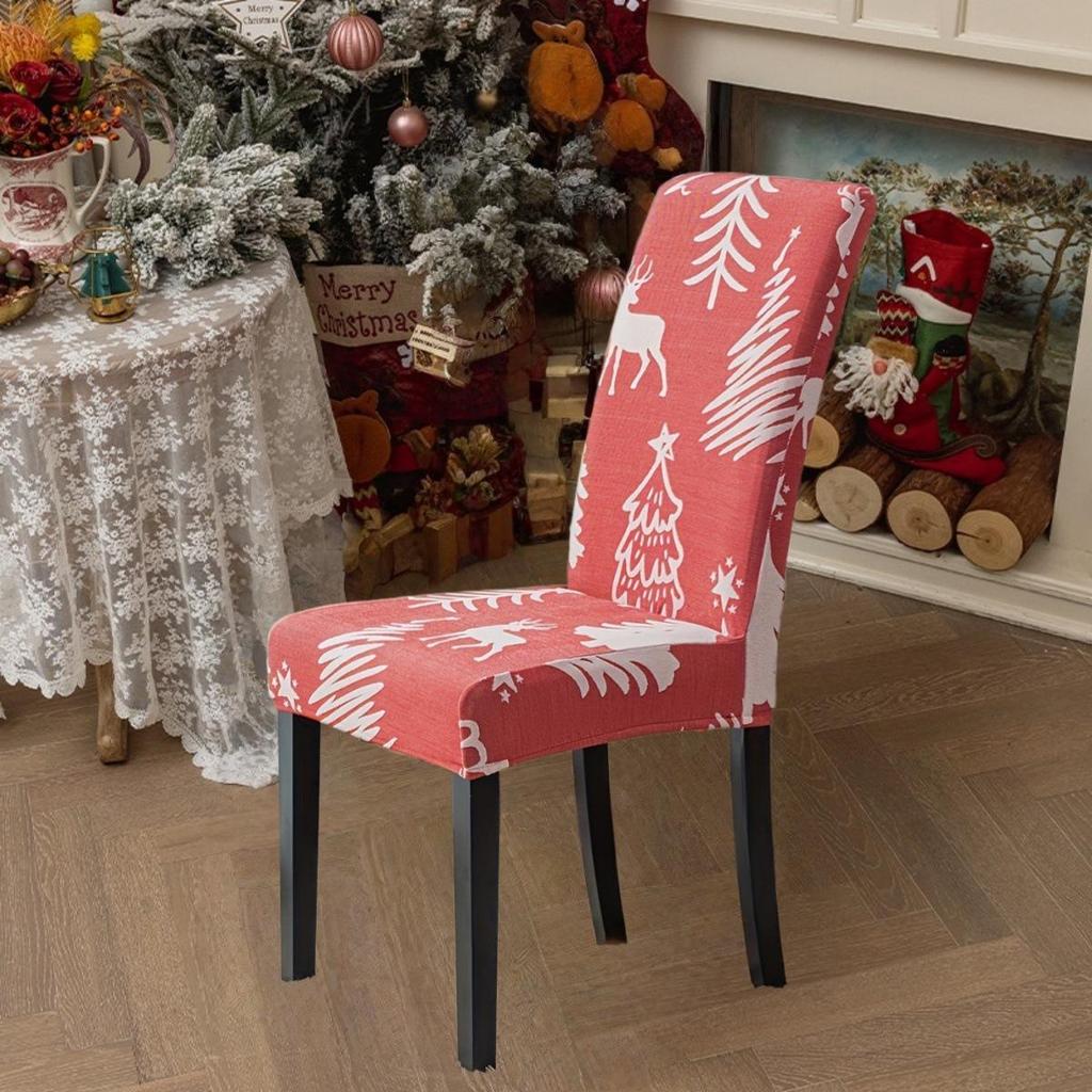 Christmas Chair Covers for Dining Room Kitchen Party Hotel Banquet Restaurant Office Stretch Seat Cover Housse De Chaise 1pc