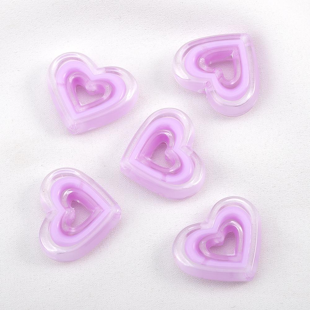 Transparent Multi Color Heart Shape Beads Bracelet Spacer Acrylic Hollow Love Charms Necklace Bracelet DIY Jewelry Accessories