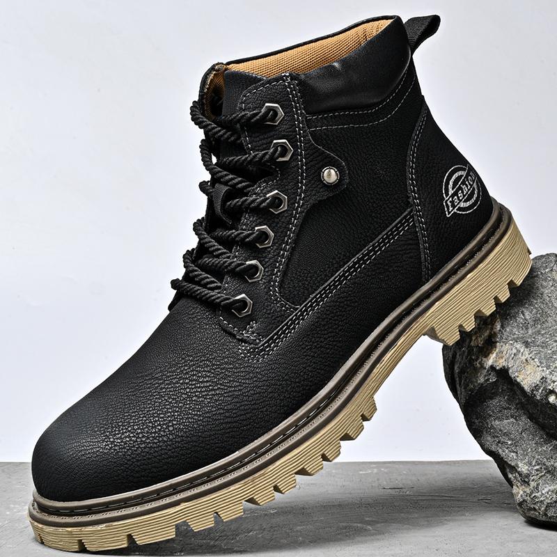 Herbst/Winter Leder Freizeitschuhe Herren Arbeitskleidung Britischer Stil Herrenstiefel Mid Top Herrenstiefel
