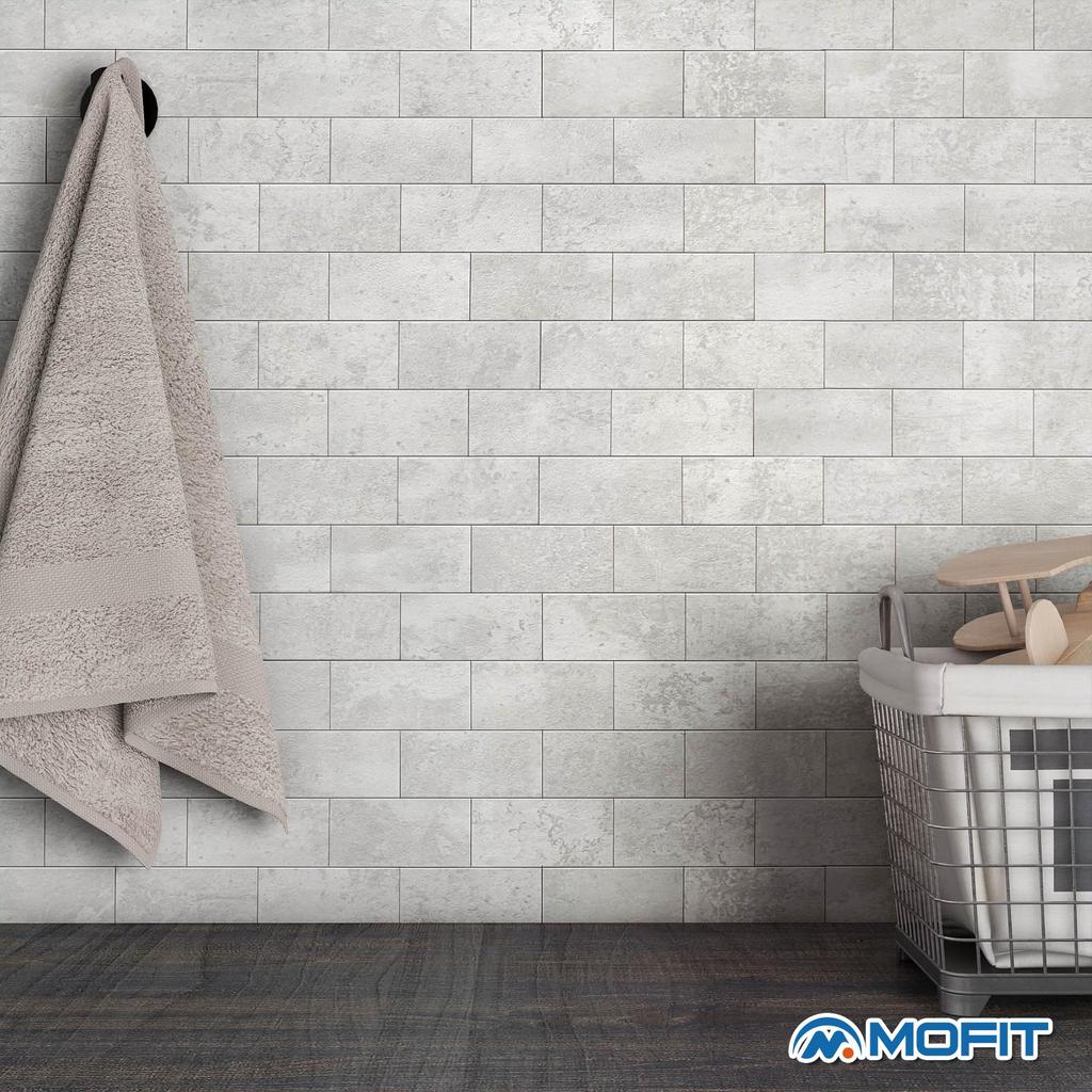 M MOFIT Tile Sticker Kitchen Washroom Tile Wall DIY Waterproof Panel Mosaic Tile Marble Style Wall Decor Pieces (5 Gray)