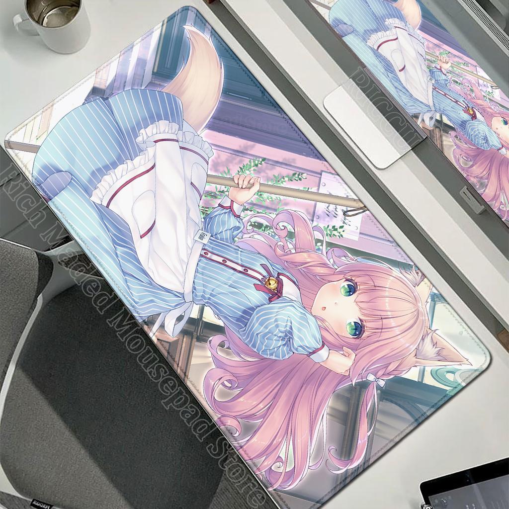 XXL Gamer Computer Desk Mat Nekopara Mouse Pad Cute Anime Girl Mousepad Carpet Office Laptop Mousemat Desktop Table Mat 900x400