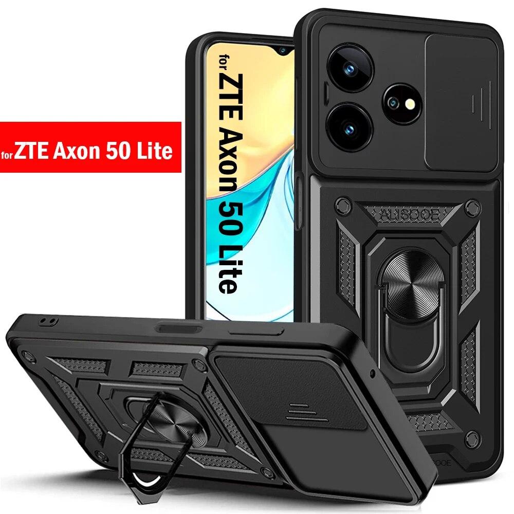 

Чехол для слайд-камеры для ZTE Axon 50 Lite, защитный чехол-подставка с броней и кольцом для ZTE Axon 50 Lite, чехол