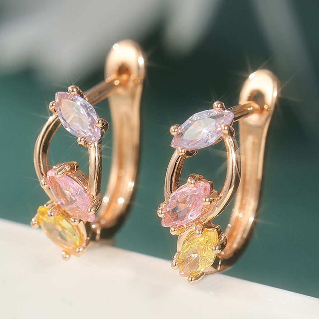 Multicolor Zircon Stone Hoop Earrings for Women with Elegant Design and Durable Metal Setting Suitable for Daily Wear and Special Occasions
