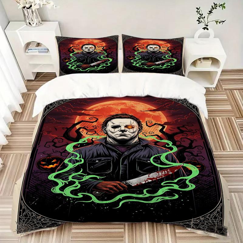 3pcs Horror Knife Duvet Cover Set, 1 Duvet Cover + 2 Pillowcases (No Insert), High-Definition Print, Home & Dorm Set Yy251208059