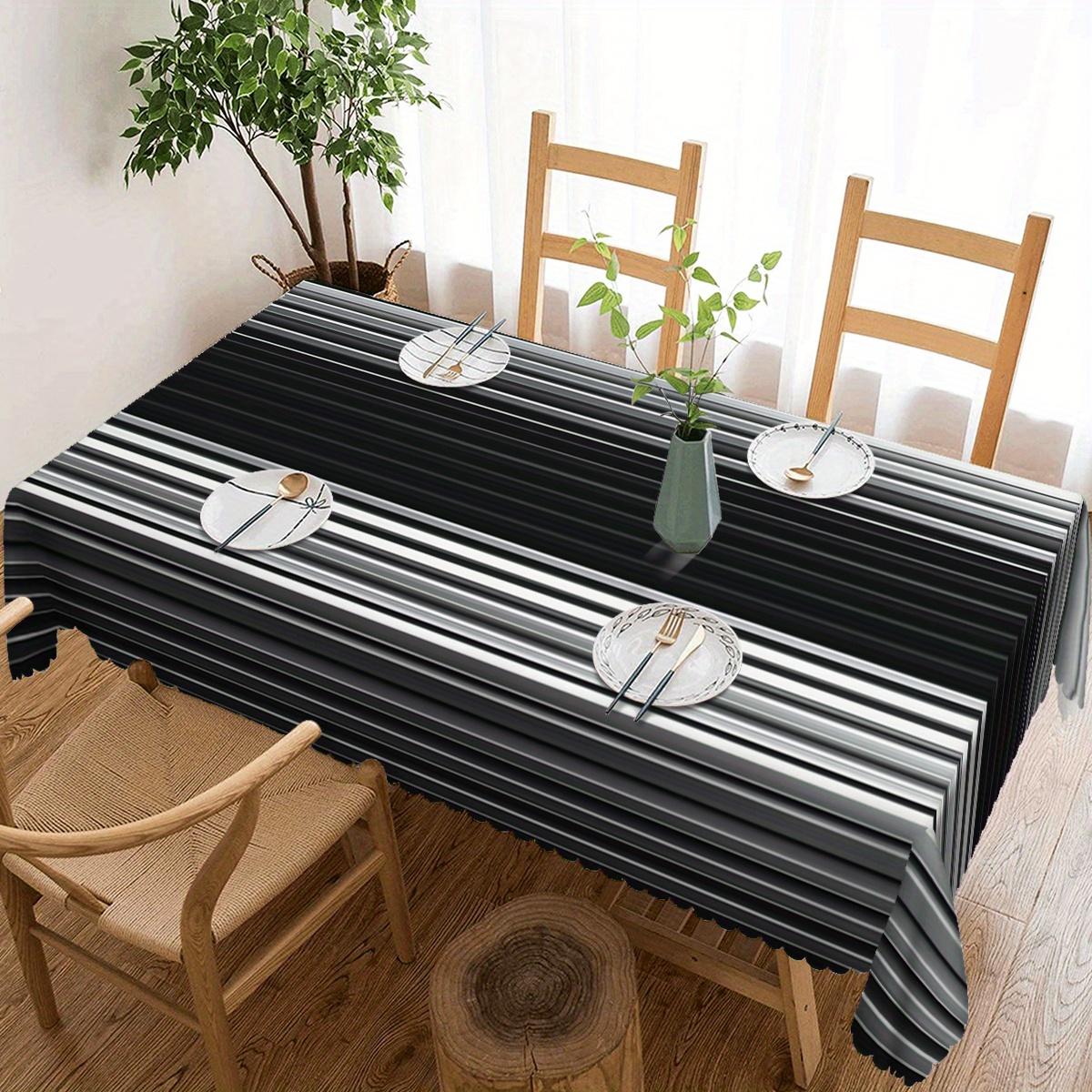 1 stuks Mode Lijntekening Print Tafelkleed, Rechthoekige Tafelhoes van Polyester voor Eetkamer Keuken Feestdecor 140x140cm