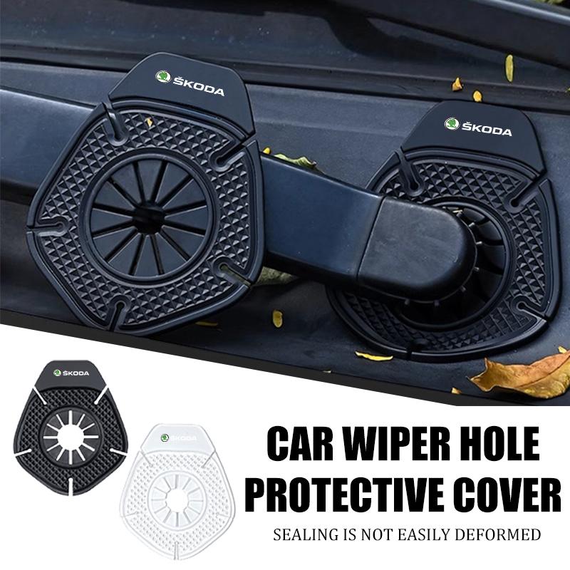 QLT4 For Skoda 1/2PCS Car Windshield Wiper Bottom Hole Protective Cover Auto Accessories Octavia A5 A7 RS Fabia Superb Rapid Karoq