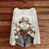 Women's Fashion Christmas Print Lightweight Sweater Casual Long-Sleeve Knit Pullover Top