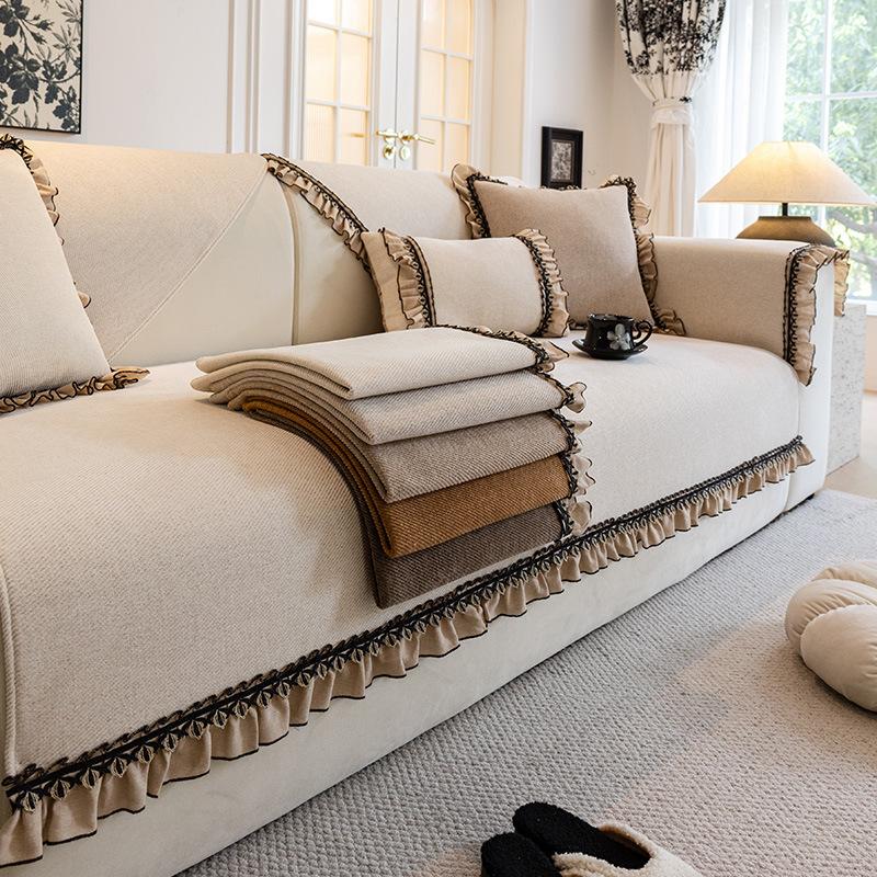 French Premium Sofa Cushion, All-Season Non-Slip Seat Cushion  New Chenille Sofa Cover Cover Cover Towel