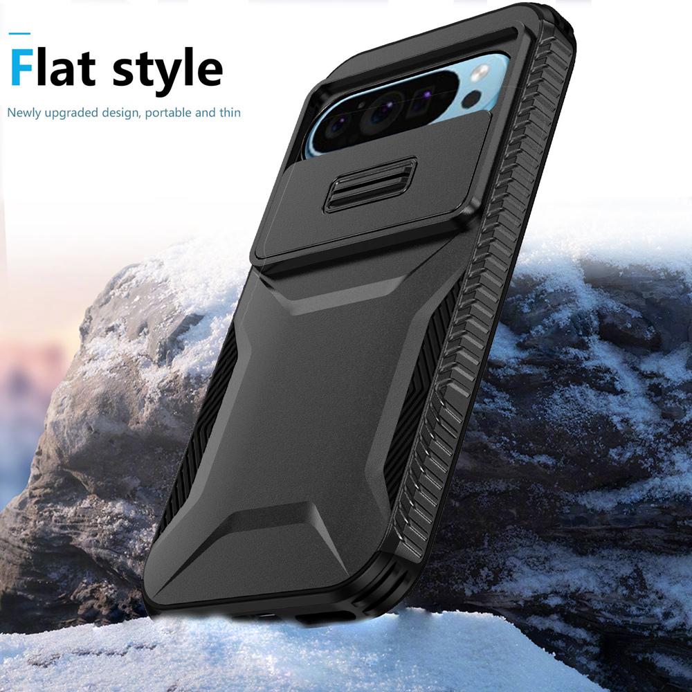 KEYSION Nárazuvzdorné pouzdro Armor Case pro Google Pixel 9 Pro XL Slide Ochrana objektivu fotoaparátu Zadní kryt telefonu pro Google Pixel 8 Pro 8A
