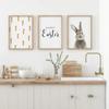 Boho Bunny And Flowers Decorative Easter Print Wall Art Poster Warm Modern Gallery Wall Living Room Decorative Canvas Painting