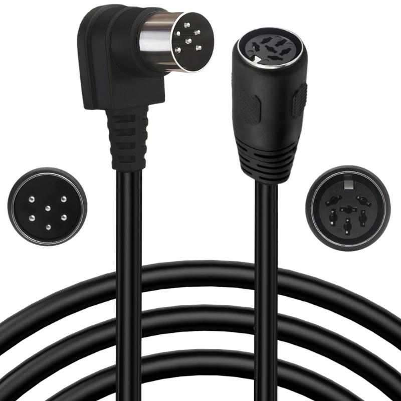 90 Degree DIN 6Pin Male to Female Sound Video Cable Terminal Cable for Sound Microphone Guitar Digital Equipment