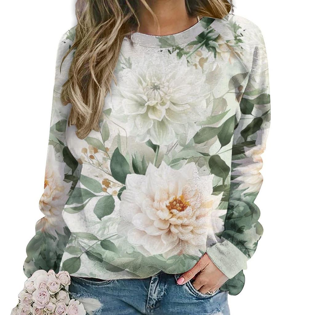 Floral Flower Pattern 3D Print Sweatshirts Women New Casual O-Neck Hoodies Streetwear Y2k Pullovers Harajuku Tops Woman Clothing